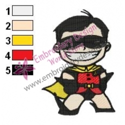 Chibi Robin Teen Titans Embroidery Design